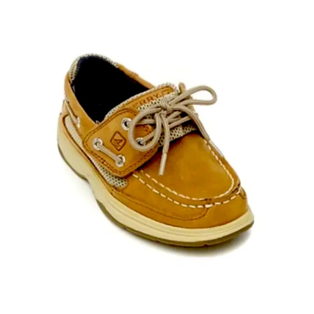 Sperry Top-Sider Boys Size 5.5M Lanyard 2-Eye Lace Up Leather Boat Shoes Slip On